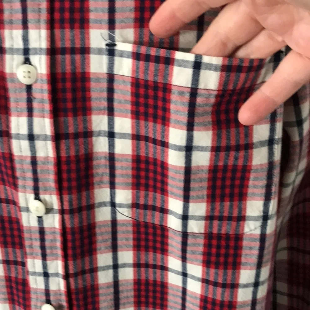 J CREW Red/Blue Plaid Long Sleeves Casual Mens Shirt | M